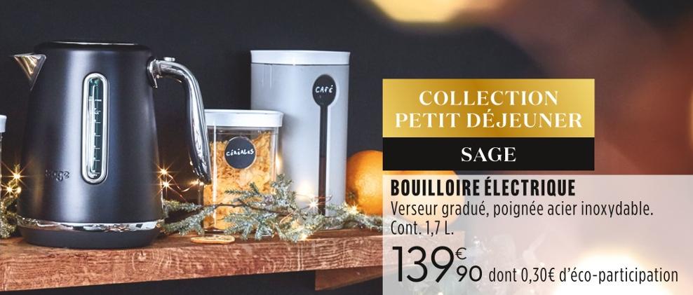 Bouilloire SAGE The Soft Top Luxe noir Pas Cher 