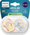Schnuller ultra air Silikon, gelb/lila, 0-6 Monate im dm-drogerie markt Prospekt Schnuller ultra air Silikon, gelb/lila, 0-6 Monate von PHILIPS AVENT im aktuellen dm-drogerie markt Prospekt für 7,25 €