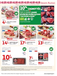 Promotion Steak Haché Boeuf dans le prospectus Auchan Hypermarché, valable du 15/09/2026 au 27/09/2026 Promo Steak Haché Boeuf dans le catalogue Auchan Hypermarché du moment à la page 19