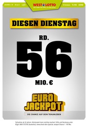 Westlotto Prospekt für Elsdorf, Rheinl: Diesen Dienstag rd. 56 Mio. €, 3 Seiten, 27.06.2022 - 28.06.2022