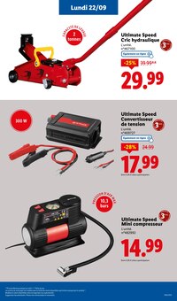 Promotion Cric Hydraulique dans le prospectus Lidl, valable du 18/09/2025 au 24/09/2025 Promo Cric Hydraulique dans le catalogue Lidl du moment à la page 63