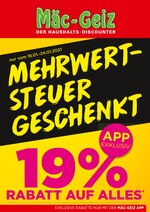Mäc-Geiz Prospekt für Potsdam mit 8 Seiten Mäc-Geiz Prospekt für Potsdam: "Der Haushalts-Discounter!", 8 Seiten, 18.01.2021 - 24.01.2021