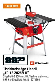 Tischkreissäge „TC-TS 2025/1 U“ bei OBI in Königswinter Tischkreissäge „TC-TS 2025/1 U“ im Angebot bei OBI Königswinter für 99,99 €