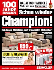 Aktueller Segmüller Möbel & Einrichtung Prospekt in Aindling und Umgebung, "100 Jahre Segmüller - Schon wieder Champion" mit 6 Seiten, 30.08.2025 - 14.09.2025