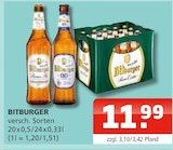 versch. Sorten Angebote von Bitburger bei Getränke Oase Marl für 11,99 €