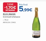 Crémant d'alsace - RUHLMANN en promo chez Costco Nogent-sur-Marne à 5,99 €