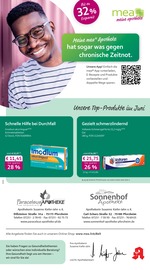mea - meine apotheke Apotheken Prospekt der aktuellen Woche mit 4 Seiten, gültig von 01.06.2026 bis 30.06.2026, in Pforzheim und Umgebung Aktueller mea - meine apotheke Apotheken Prospekt in Pforzheim und Umgebung, "Unsere Juni-Angebote" mit 4 Seiten, 01.06.2026 - 30.06.2026