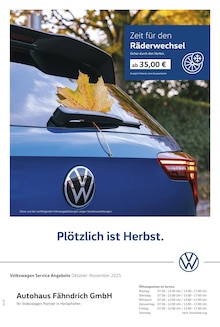 Aktueller Volkswagen Prospekt "Herbstliche Angebote." für Leutkirch (Allgäu) Aktueller Volkswagen Prospekt für Leutkirch (Allgäu) mit Seite