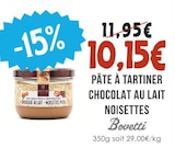 Pâte à tartiner chocolat au lait noisettes - Bovetti à 10,15 € dans le catalogue Naturalia