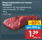 Bürgermeisterstück vom Irischen Weiderind im Angebot bei Netto Marken-Discount in Trier Bürgermeisterstück vom Irischen Weiderind Angebote bei Netto Marken-Discount Trier für 1,39 €