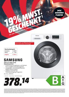 Waschmaschine im MediaMarkt Saturn Prospekt "19% MWST. GESCHENKT" mit 31 Seiten (Gütersloh)