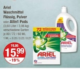 Waschmittel Flüssig von Ariel im aktuellen V-Markt Prospekt für 15,99 €