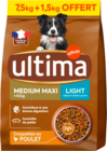CROQUETTE LIGHT POUR CHIEN MEDIUM ULTIMA - ULTIMA - Auchan Hypermarché à Cannes CROQUETTE LIGHT POUR CHIEN MEDIUM ULTIMA - ULTIMA en promo chez Auchan Hypermarché Cannes à 22,99 €