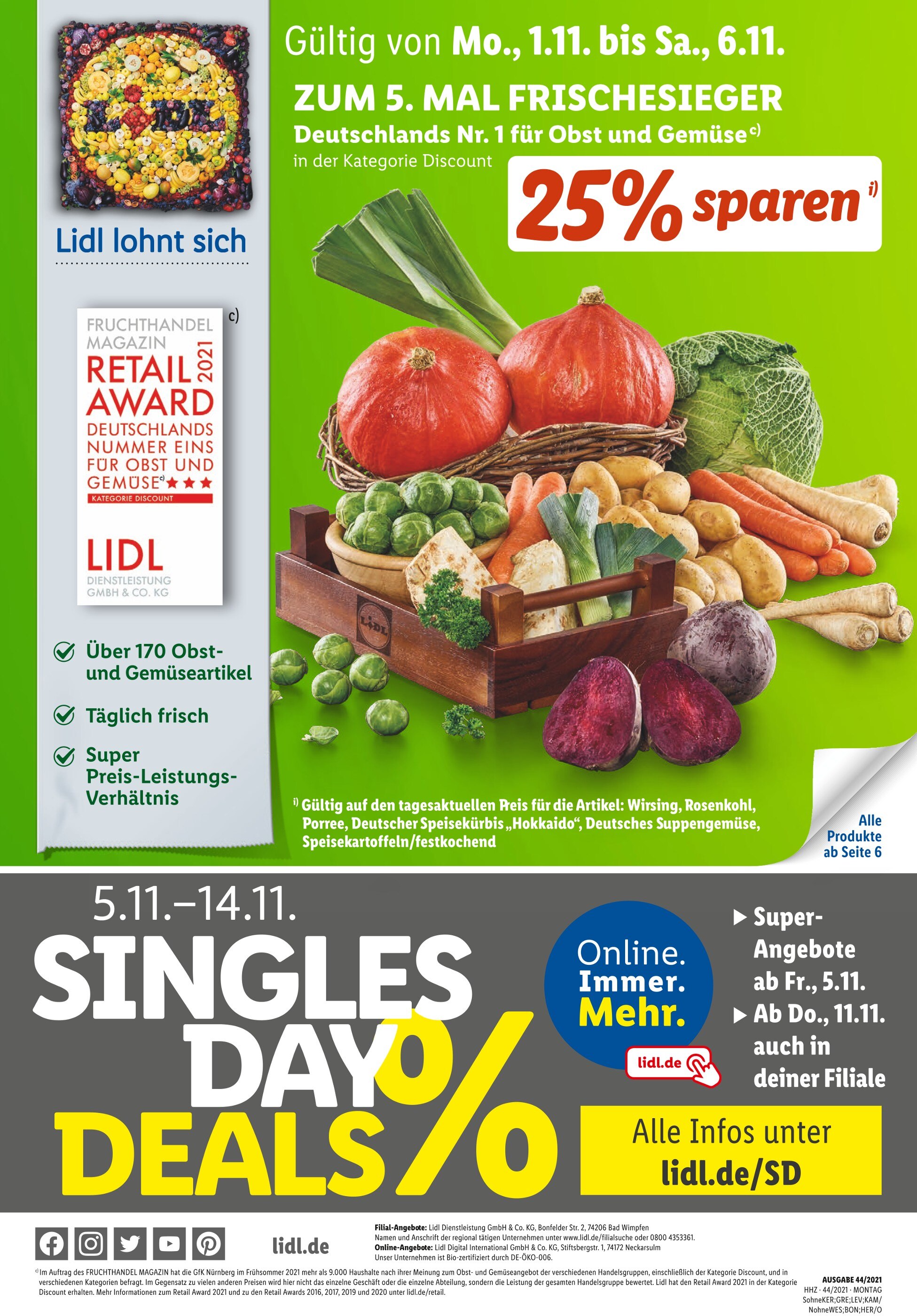 Lidl Prospekt für Bebra mit 55 Seiten Lidl Prospekt für Bebra: "ZUM 5. MAL FRISCHESIEGER", 55 Seiten, 01.11.2021 - 06.11.2021