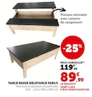 Table basse relevable Pablo en promo chez Super U Le Mans à 89,99 €