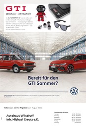 Volkswagen Werkstatt & Auto Prospekt der aktuellen Woche mit 1 Seite, gültig von 01.06.2026 bis 31.08.2026, in Wilsdruff und Umgebung Aktueller Volkswagen Werkstatt & Auto Prospekt in Wilsdruff und Umgebung, "Mehr Platz. Mehr Möglichkeiten." mit 1 Seite, 01.06.2026 - 31.08.2026