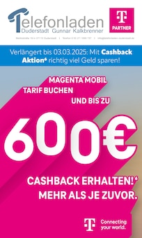 Telefonladen Duderstadt Prospekt Verlängert bis zum 03.03.2025: Mit Cashback Aktion richtig viel Geld sparen! mit 8 Seiten