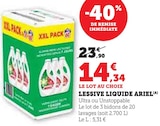 Lessive liquide - Ariel en promo chez Hyper U Aix-en-Provence à 14,34 €