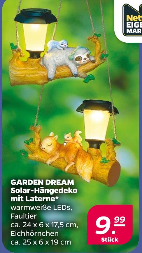 GARDEN DREAM Solar-Hängedeko mit Laterne - Faultier