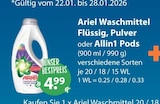 Vollwaschmittel im V-Markt Prospekt Ariel Waschmittel Flüssig, Pulver oder Allin1 Pods von Ariel im aktuellen V-Markt Prospekt für 4,99 €