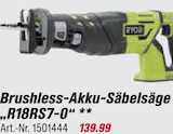 Brushless-Akku-Säbelsäge R18RS7-0 von Ryobi für 139,99 € bei toom Baumarkt im Angebot Brushless-Akku-Säbelsäge R18RS7-0 von Ryobi im aktuellen toom Baumarkt Prospekt