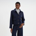 Blouson boutonné 2 poches bleu foncé femme dans le catalogue La Halle