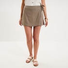 Jupe-short lin mélangé vert kaki femme dans le catalogue La Halle