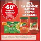 Promo -60% de remise immédiate sur le 2ème produit identique sur la gamme sauce pesto PANZANI à  dans le catalogue Super U à La Calmette