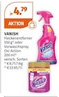 Fleckenentferneroder oder Vorwaschspray Angebote von VANISH bei Müller Oberhausen für 4,79 €