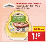 Leberwurst oder Teewurst Angebote bei Netto Marken-Discount Saarbrücken für 1,19 €