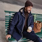 Parka déperlante doublée à capuche bleu foncé homme - La Halle à Créteil Parka déperlante doublée à capuche bleu foncé homme en promo chez La Halle Créteil à 48,99 €