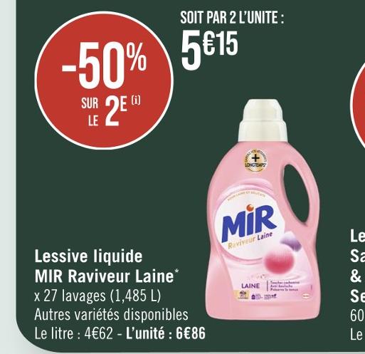Lessive Liquide Raviveur Laine MIR : le bidon de 1,485L à Prix Carrefour