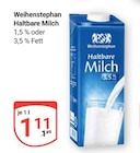 Haltbare Milch 1,5 % Fett von Weihenstephan für 1,11 € bei GLOBUS im Angebot Haltbare Milch 1,5 % Fett von Weihenstephan im aktuellen GLOBUS Prospekt