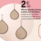 Miroir goutte Lenny métal noir H.22cm dans le catalogue Maxi Bazar