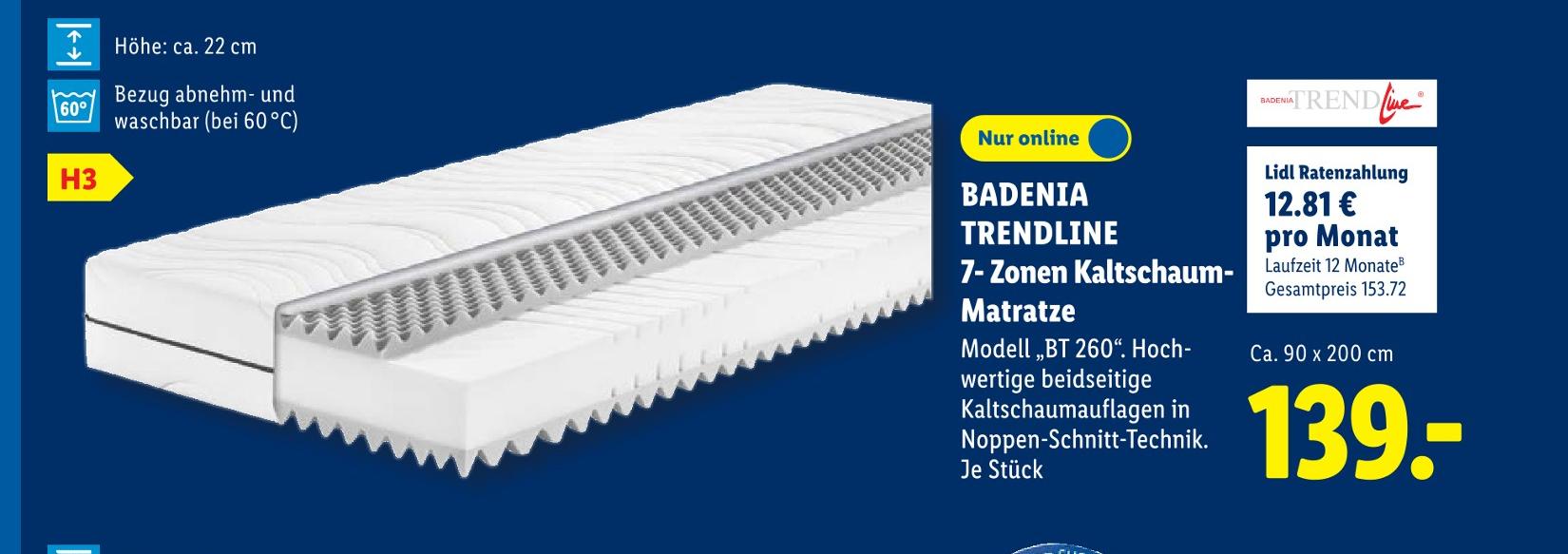 7-Zonen Kaltschaum-Matratze