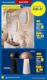 Promotion Luminaire dans le prospectus Lidl, valable du 20/08/2026 au 26/08/2026 Promo Luminaire dans le catalogue Lidl du moment à la page 6