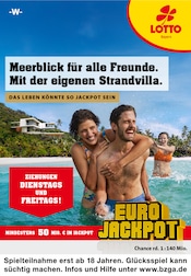 Aktueller LOTTO Bayern Discounter Prospekt in Frontenhausen und Umgebung, "MINDESTENS 50 MIO. € IM JACKPOT" mit 1 Seite, 23.10.2024 - 25.10.2024