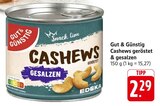Cashews geröstet & gesalzen im Angebot bei E center in Ulm Cashews geröstet & gesalzen Angebote von Gut & Günstig bei E center Ulm für 2,29 €