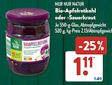 Bio-Apfelrotkohl oder -Sauerkraut Angebote von Nur Nur Natur bei ALDI SÜD Nürnberg für 1,11 €