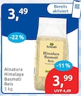 Himalaya Basmati Reis von Alnatura für 3,49 € bei budni im Angebot Himalaya Basmati Reis von Alnatura im aktuellen budni Prospekt
