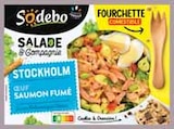 Salade & compagnie stockholm pâtes œufs, crudités et tartare de saumon - Sodebo dans le catalogue Intermarché