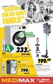 Aktueller MEDIMAX Prospekt mit Waschmaschine, "EGGSTRA FÜR DIE GANZE FAMILIE", Seite 1