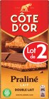 Tablettes de chocolat lait praliné double lait praliné - Côte d'Or en promo chez Intermarché Contact Aubagne à 2,16 €