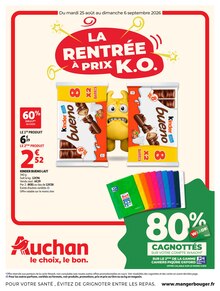 Catalogue Auchan Hypermarché de la semaine "LA RENTRÉE À PRIX K.O." avec 1 pages, valide du 25/08/2026 au 06/09/2026 pour Aubière et alentours Prospectus Auchan Hypermarché de la semaine "LA RENTRÉE À PRIX K.O." avec 1 pages, valide du 25/08/2026 au 06/09/2026 pour Aubière et alentours