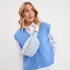 Sac banane bandoulière en toile canvas bleu gris femme - La Halle à Besançon Sac banane bandoulière en toile canvas bleu gris femme en promo chez La Halle Besançon à 11,19 €