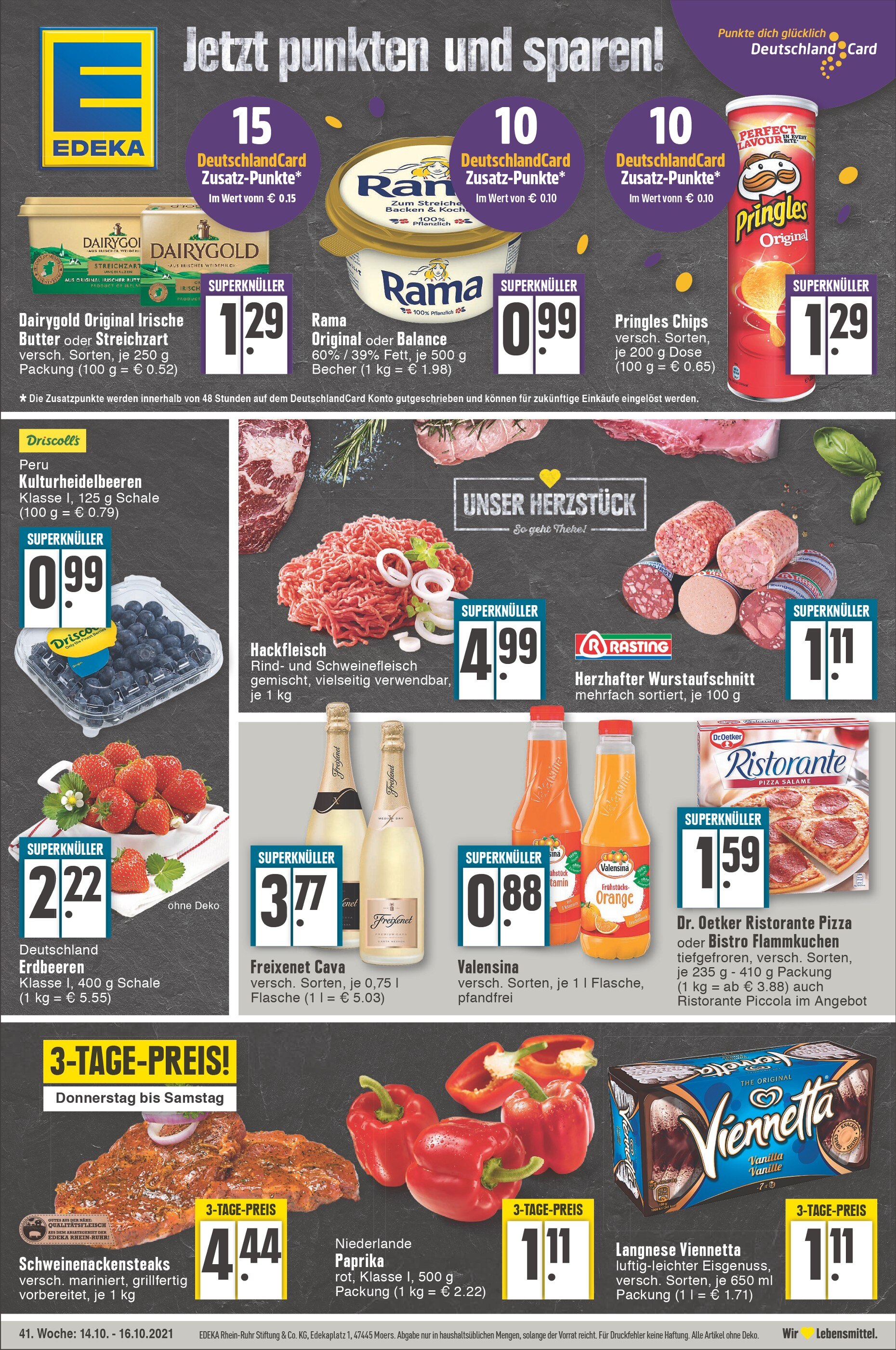 EDEKA Prospekt für Düsseldorf mit 1 Seite EDEKA Prospekt für Düsseldorf: "Unser Herzstück", 1 Seite, 14.10.2021 - 16.10.2021