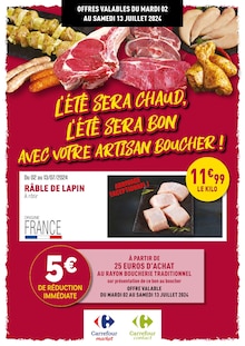 Prospectus Rayon Boucherie Carrefour de la semaine "L'été sera chaud, l'été sera bon avec votre artisan boucher !" avec 1 pages, valide du 02/07/2024 au 13/07/2024 pour Poussan et alentours