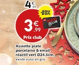 Assiette plate porcelaine & email réactif vert Ø24.5cm, en promo chez Maxi Bazar Asnières-sur-Seine à 3,99 €