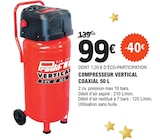 Promo Compresseur vertical coaxial 50 L à 99,00 € dans le catalogue E.Leclerc à Montataire