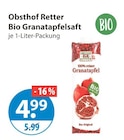 Bio Granatapfelsaft von Obsthof Retter im aktuellen V-Markt Prospekt für 4,99 €